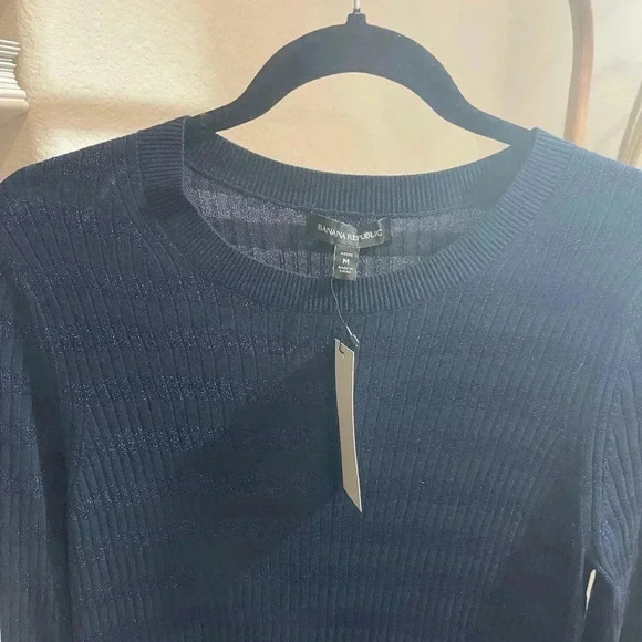 NWT Banana Republic Metallic Striped Navy Dress - Picture 4 of 4